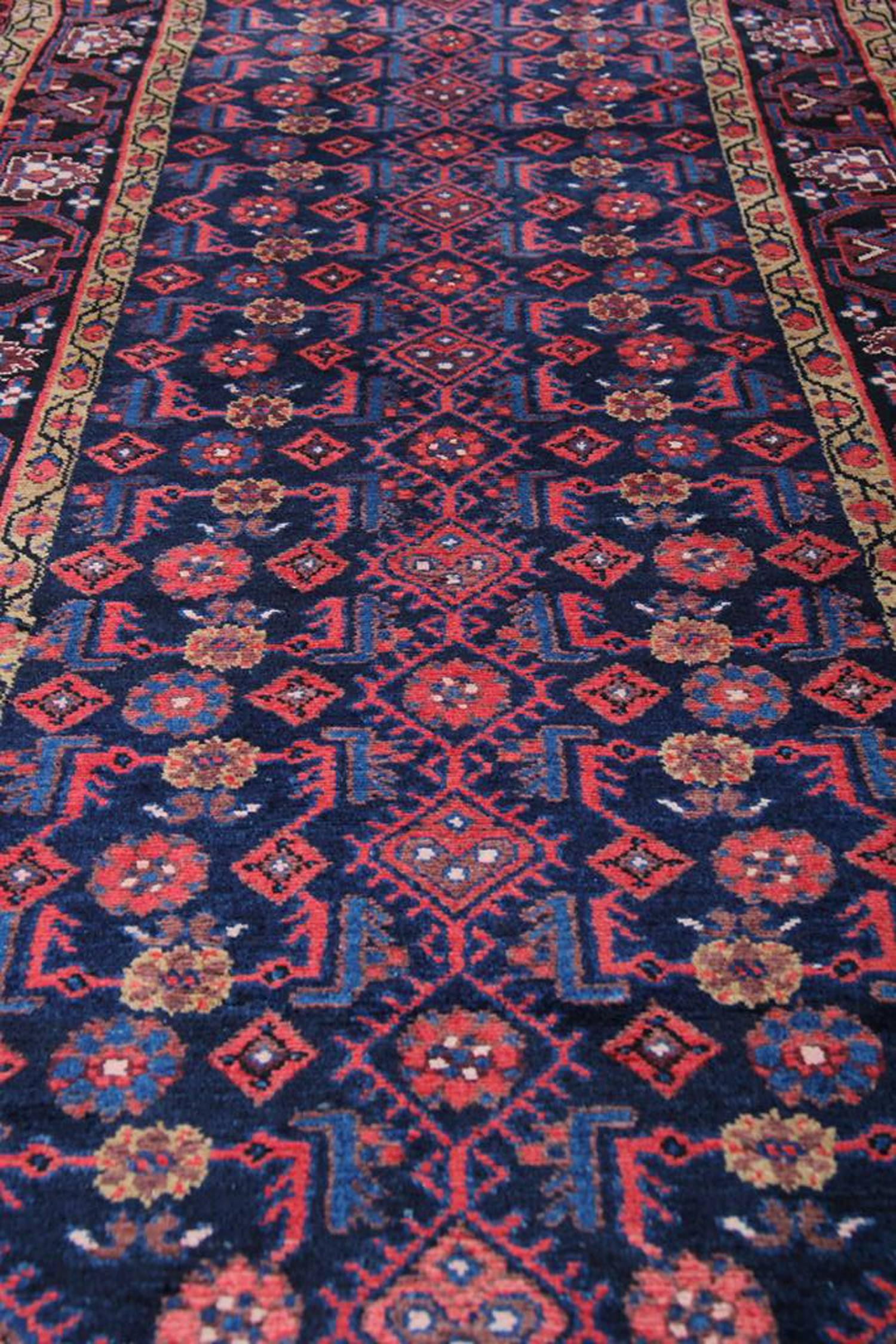 Mid-20th Century Hand Woven Runner Rug, Vintage Oriental Wool Afghan Wool Area Rug For Sale