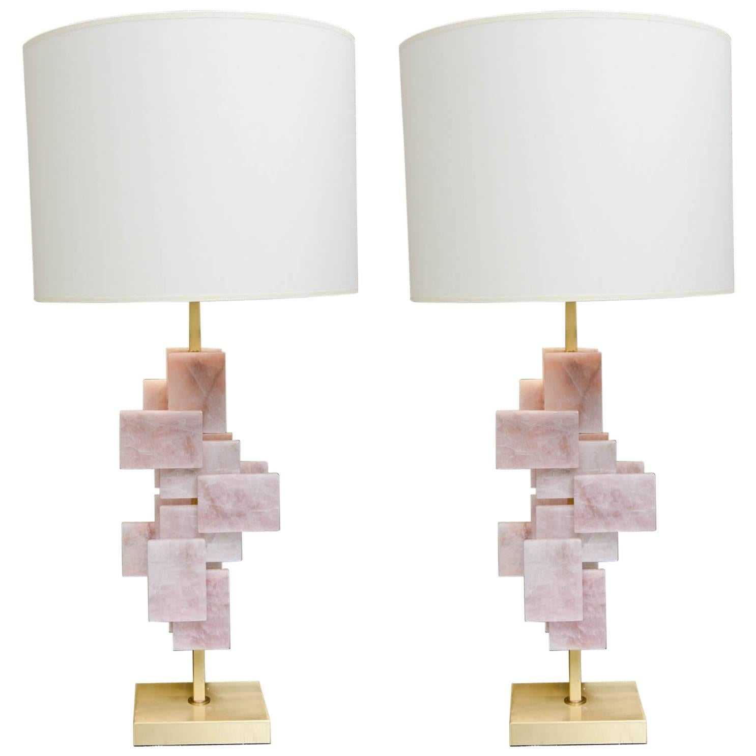 Pair of Pink Quartz Lamps