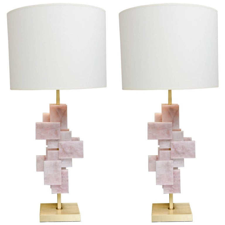 Pair of Pink Quartz Lamps at 1stDibs