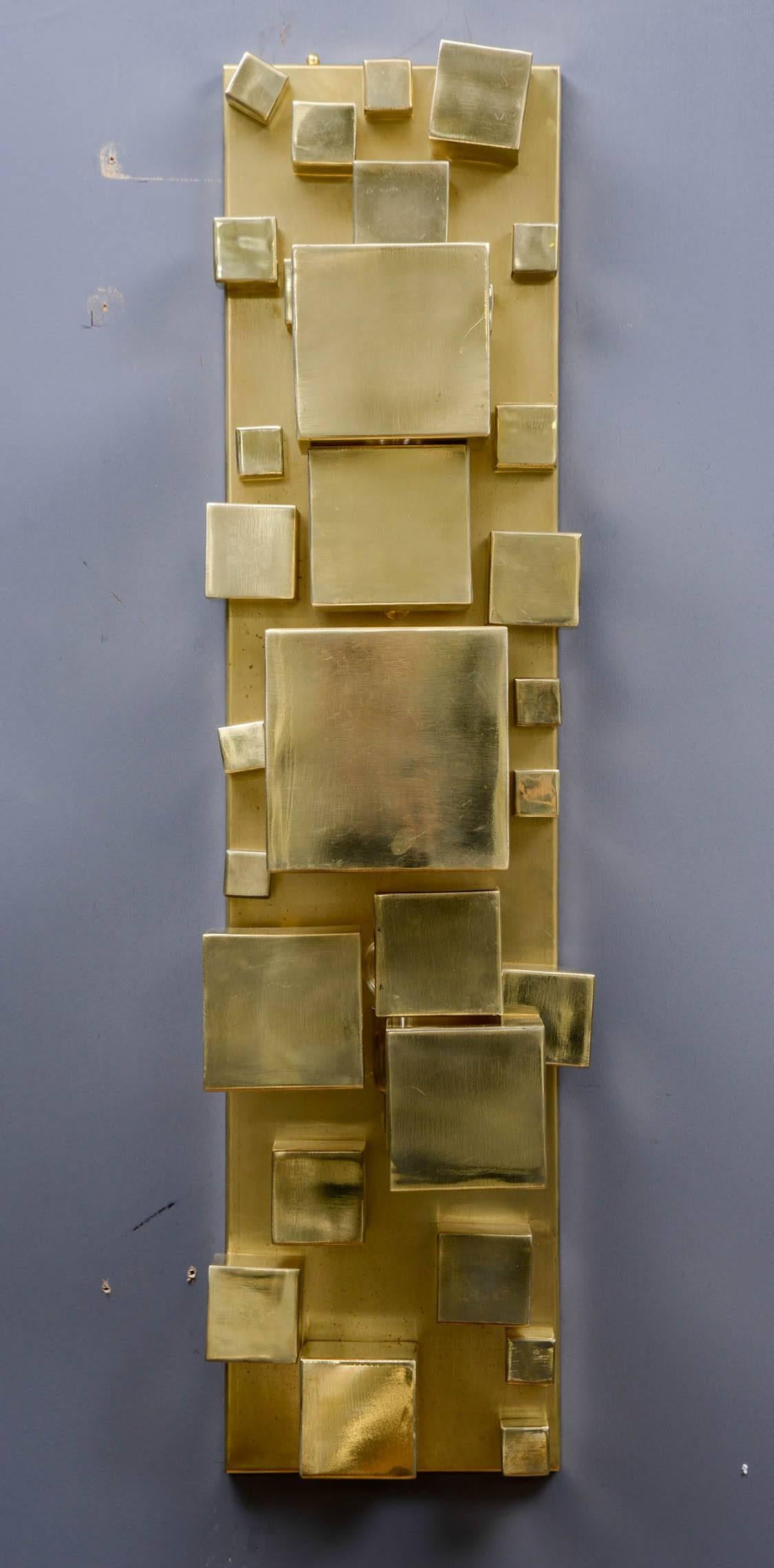 Modern Pair of Brass Sconces by Studio Glustin