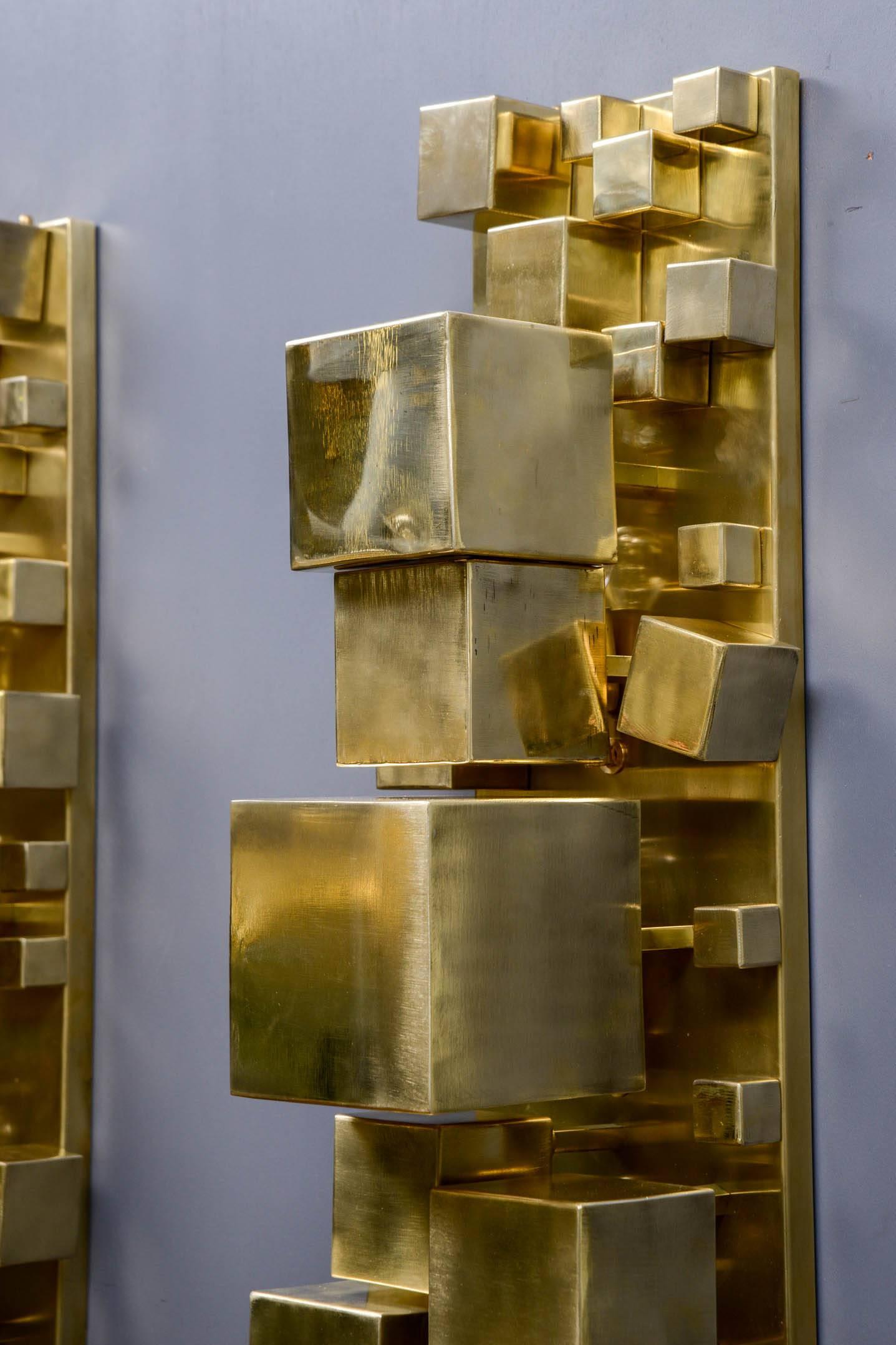 Contemporary Pair of Brass Sconces by Studio Glustin
