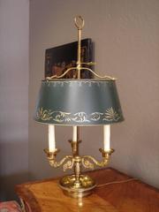 Louis XVI style gilt bronze and tole bouillotte lamp
