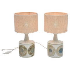 A pair of mid-century ceramic Scandinavian table lamps by Kari Christensen