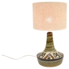 Mid-century ceramic table lamp in brown, olive green shades by Soholm, Denmark