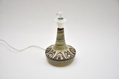 Mid-century ceramic table lamp in brown, olive green shades by Soholm, Denmark