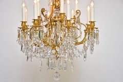 Late 19th c. French Gilt Bronze and Baccarat Crystal Chandelier by Aillard Paris