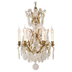 Rococo style gilt brass and crystal chandelier