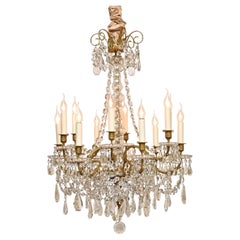 19th c. gilt bronze French chandelier with Baccarat crystals, style Louis XVI
