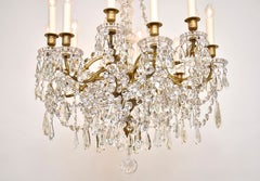 19th c. gilt bronze French chandelier with Baccarat crystals, style Louis XVI