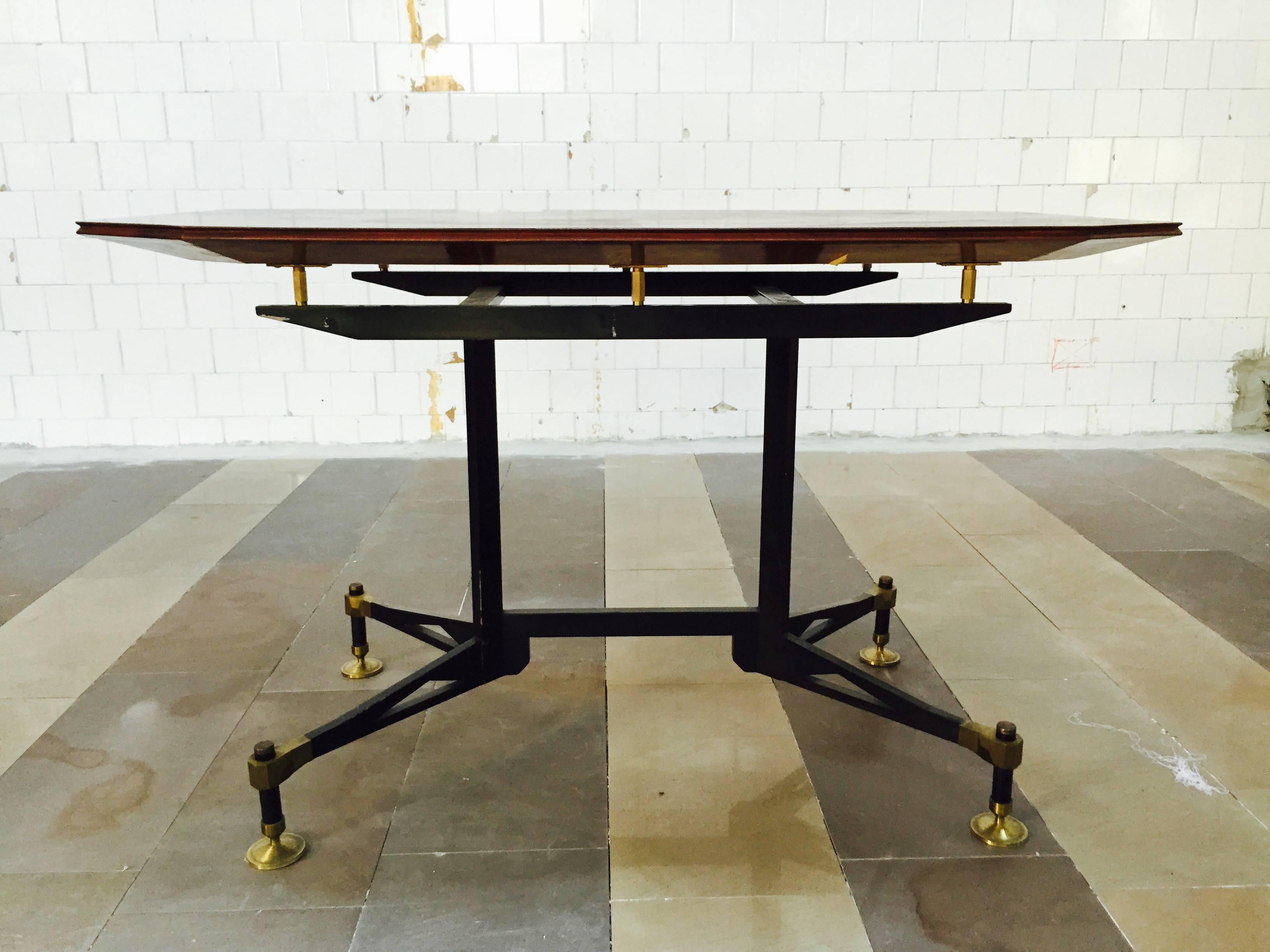 Brass Spectacular Table Desk, attributed Design Ignazio Gardella, 1950