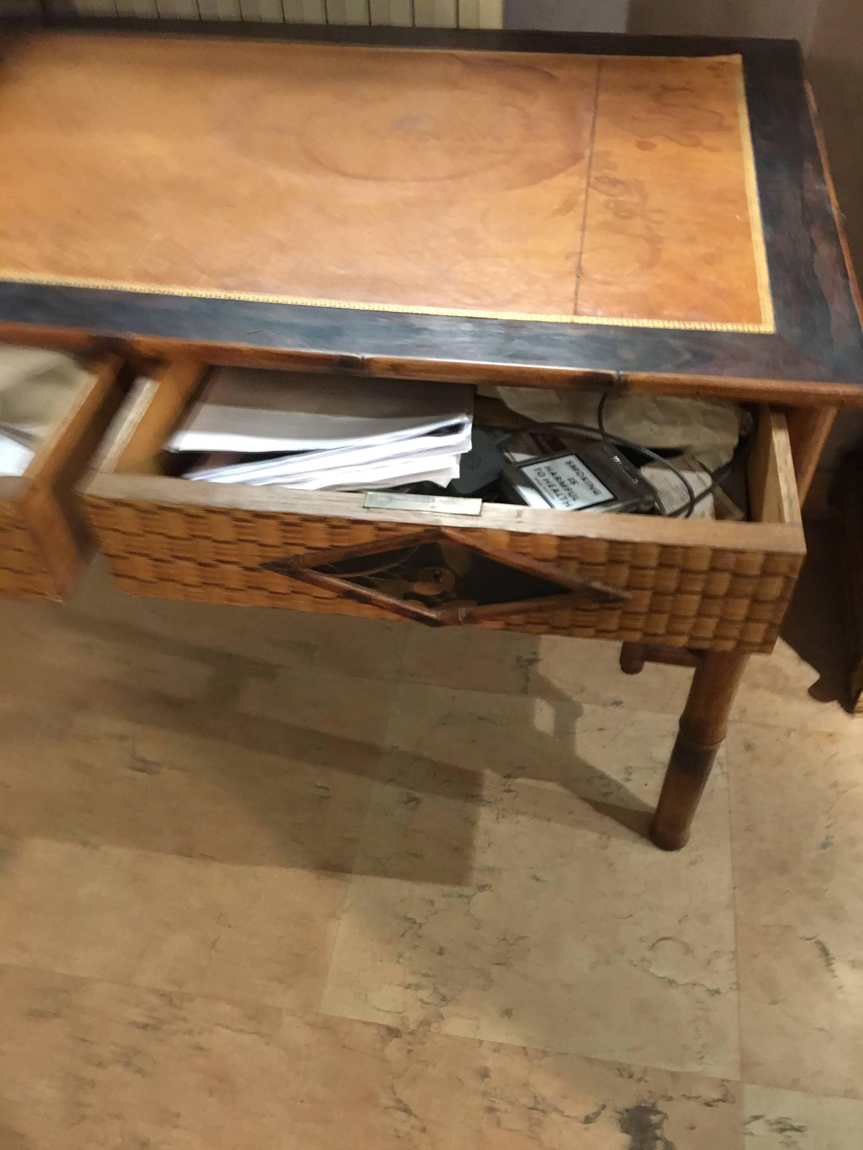 French Beautiful Bamboo Writing Desk, France, 1920 For Sale