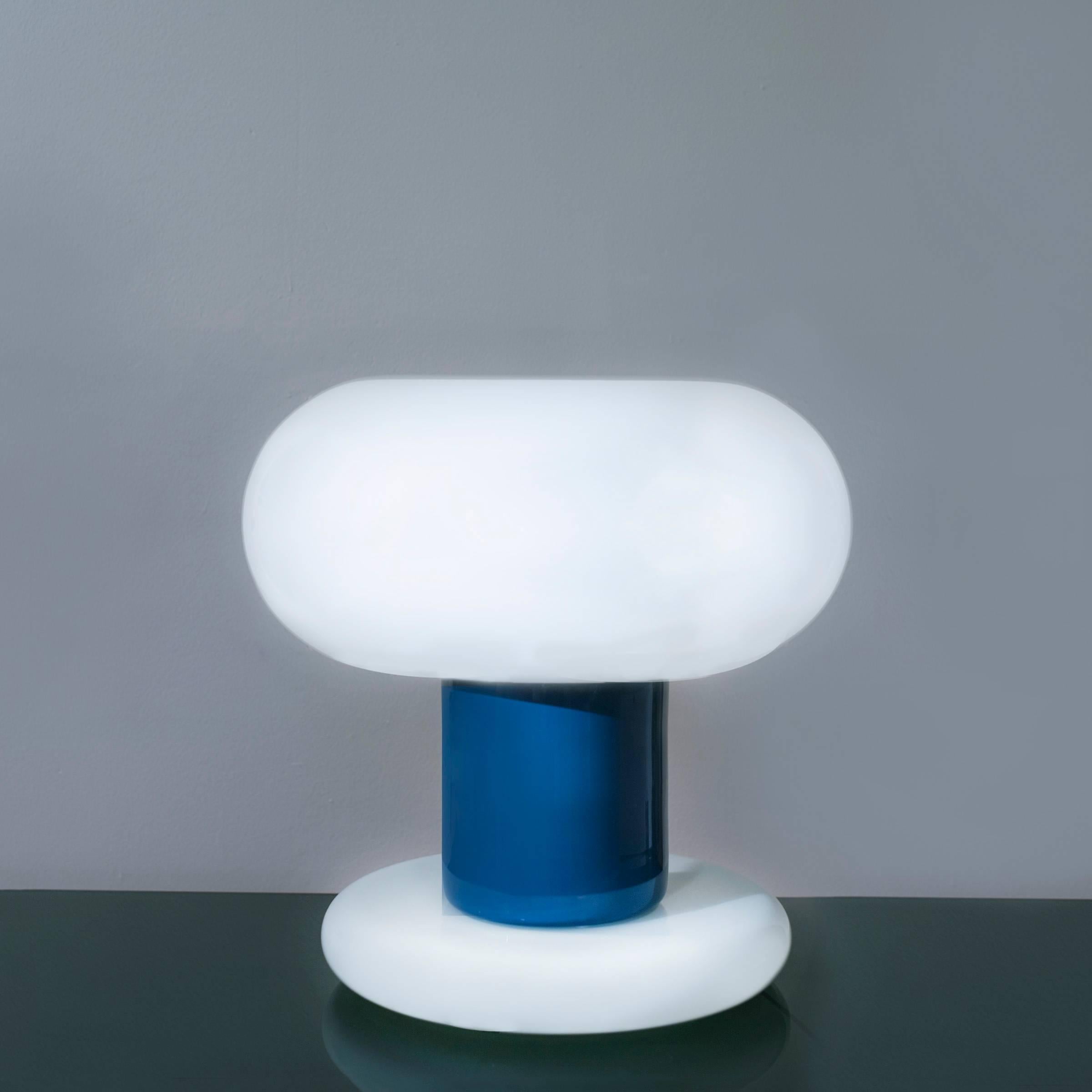 Table lamp by Ettore Sottsass, Edizioni Arte Design, Italy, 1977, number 1 from an edition of 20, with original signed, dated and numbered EAD paper label to interior. Base, stem and shade in glass.