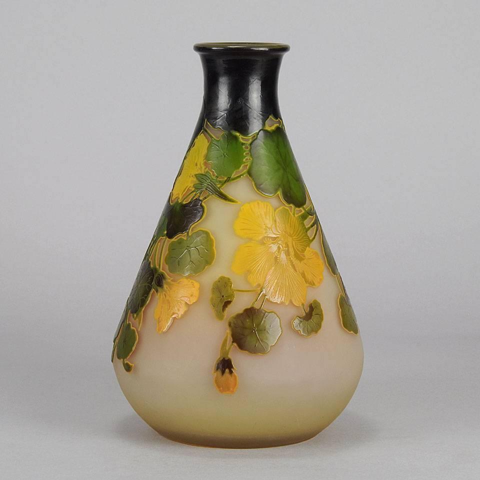 Blown Glass Yellow Flower Vase For Sale