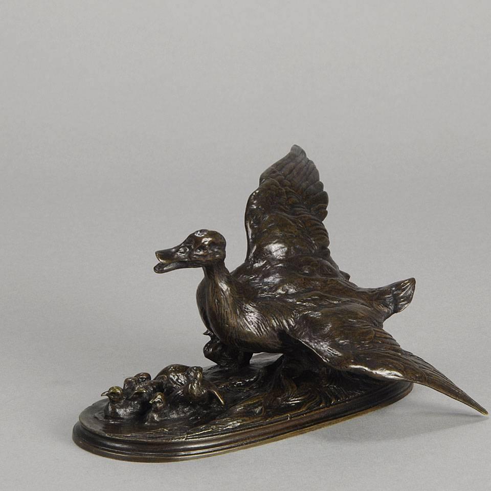 French Canard Avec Ses Canetons by Pierre Jules Mene For Sale
