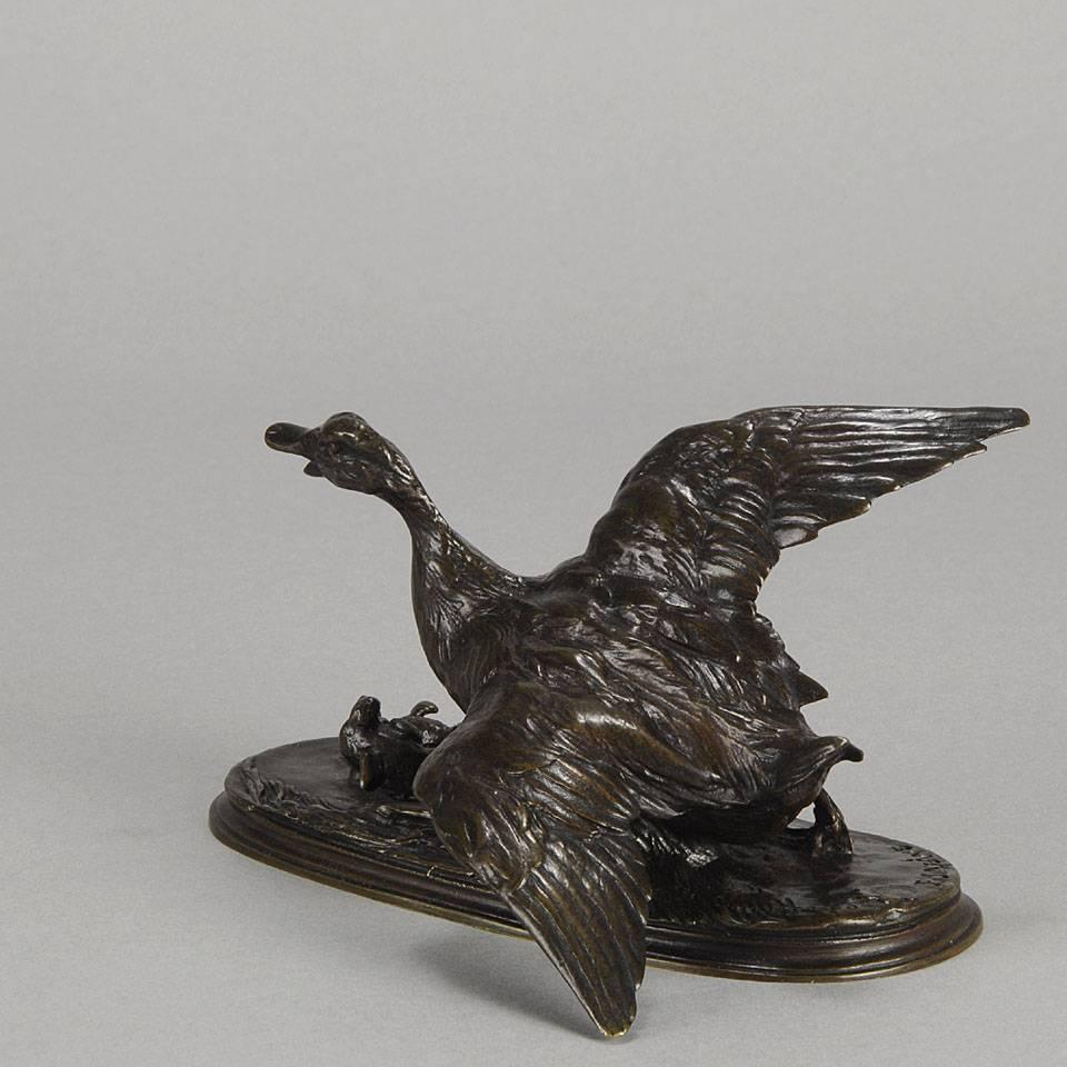 Mid-19th Century Canard Avec Ses Canetons by Pierre Jules Mene For Sale