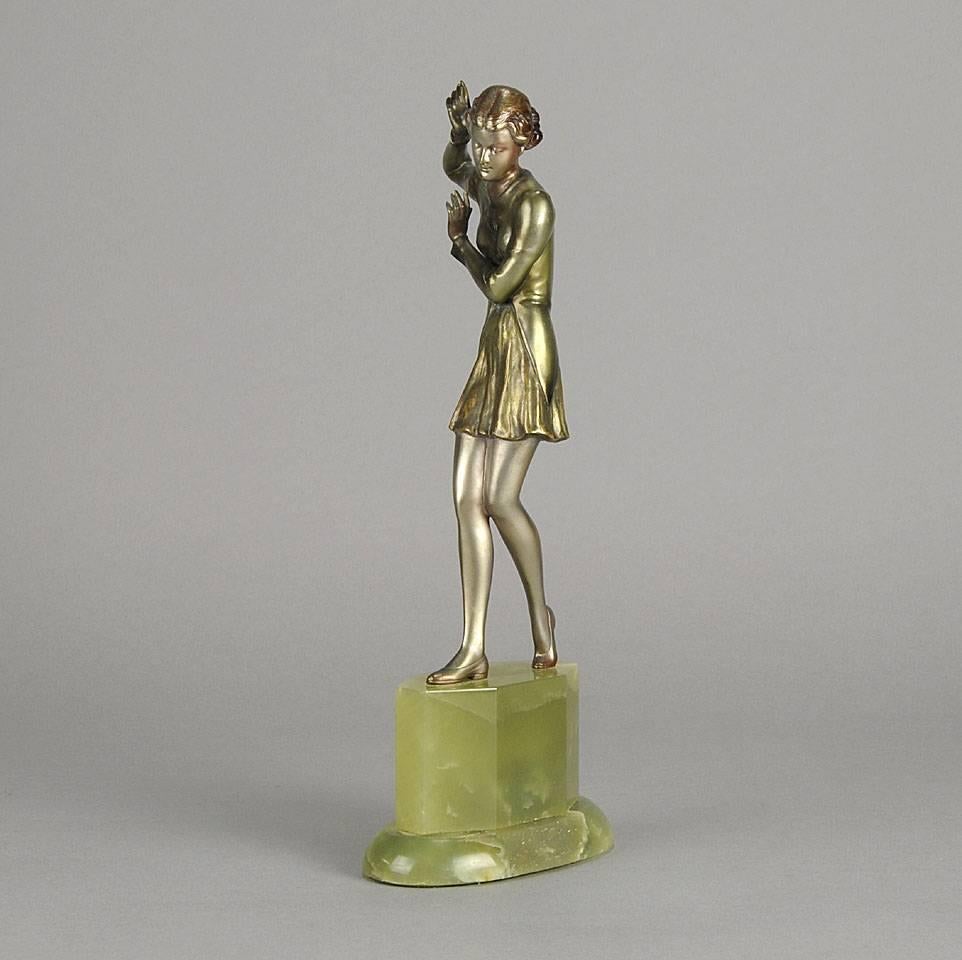 Art Deco Austrian Cold Painted Bronze 'Brigitte' by Josef Lorenzl For Sale