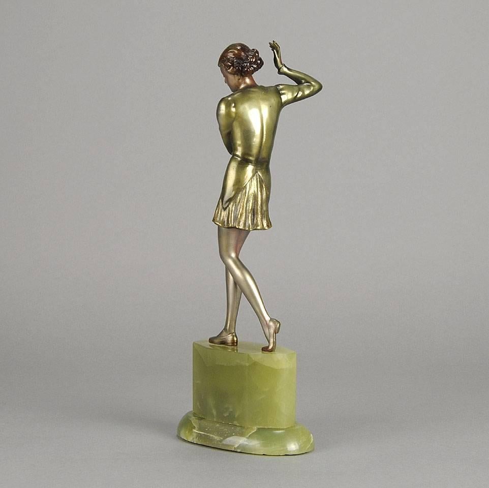 Mid-20th Century Austrian Cold Painted Bronze 'Brigitte' by Josef Lorenzl For Sale