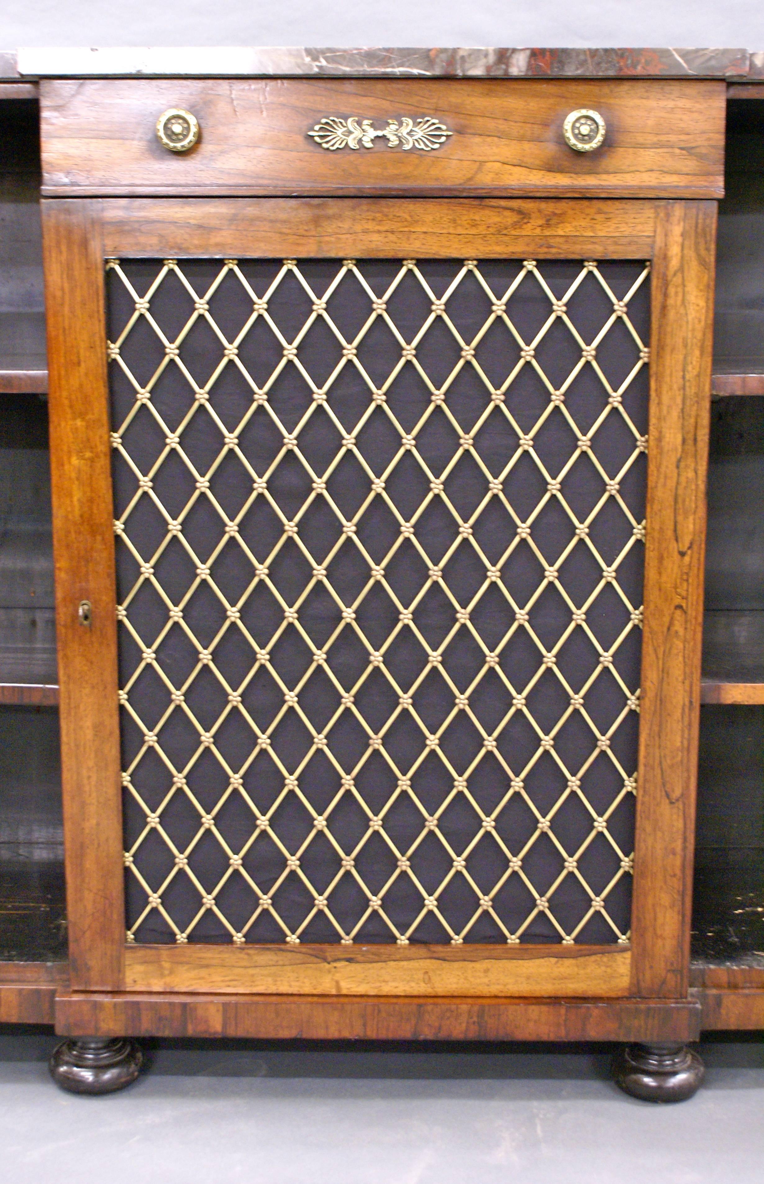 Regency Rosewood Breakfront Open Bookcase In Excellent Condition In Sundridge, GB