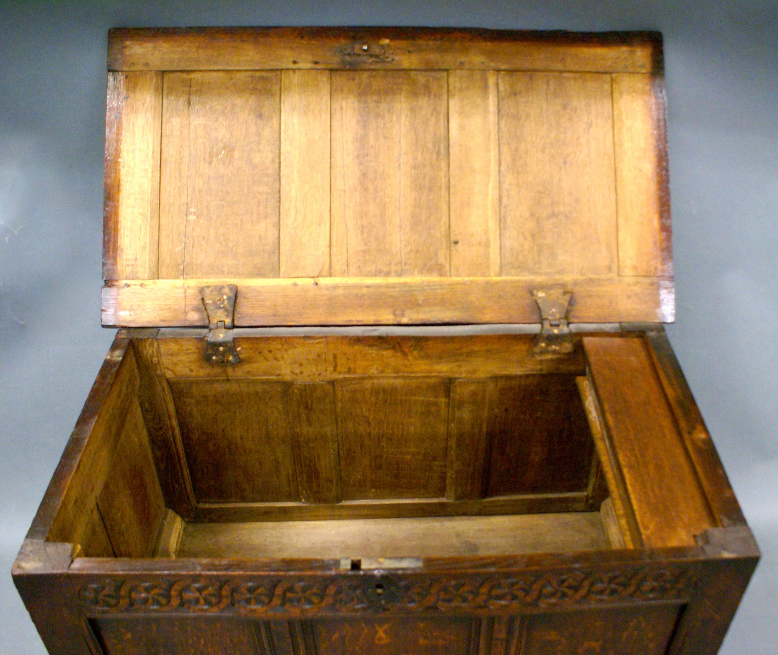 Late 17th Century, Charles II, Oak Joined Coffer For Sale 4