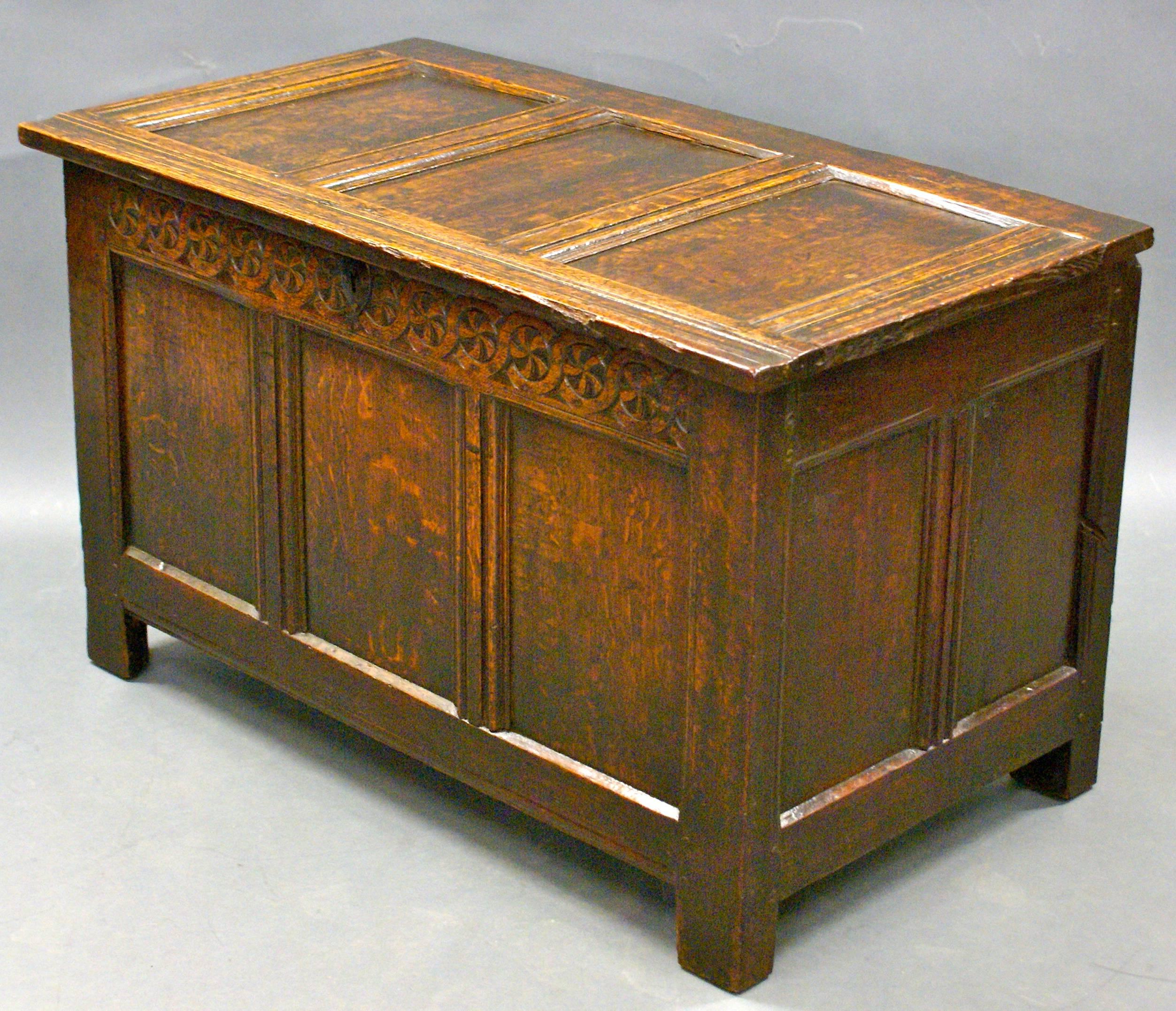 Late 17th Century, Charles II, Oak Joined Coffer For Sale 1