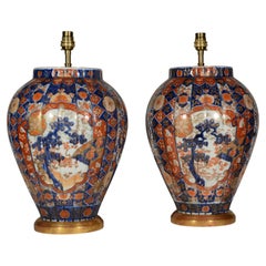 Pair of Japanese Imari 19th Century Antique Table Lamps
