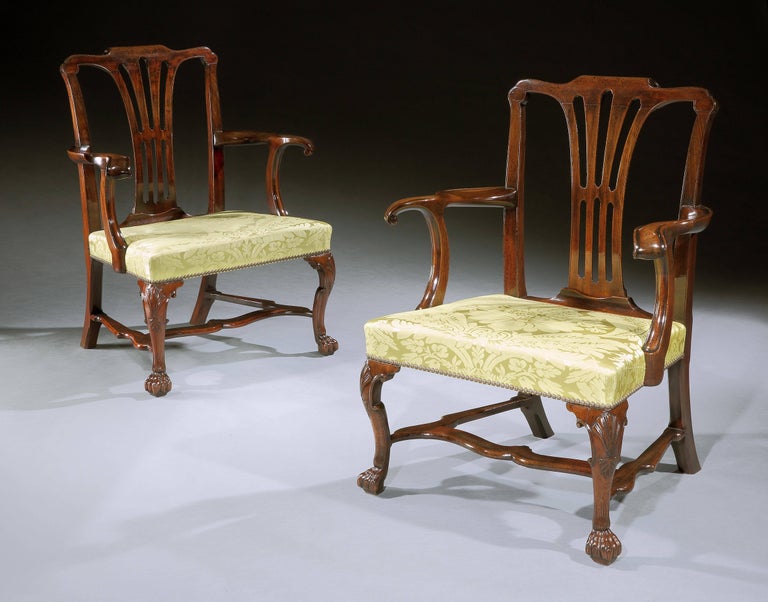 Exceptional Pair of Irish Armchairs For Sale at 1stdibs