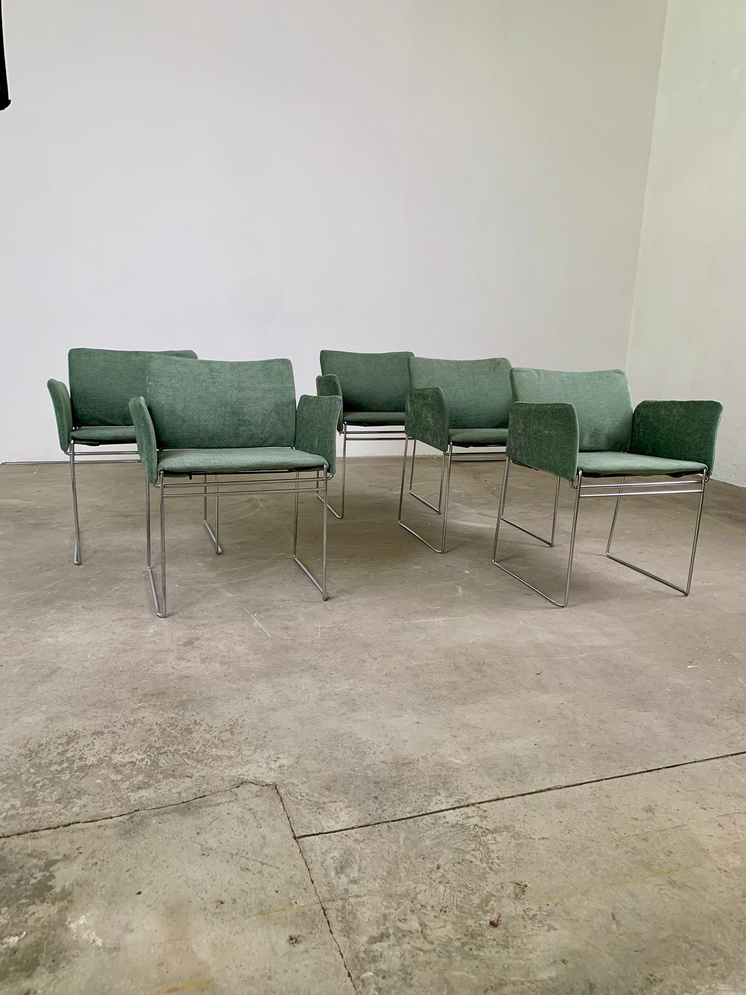 Juego de siete sillas Maja de Kazuhide Takahama para Cassina, años 60, Italia Acero inoxidable en venta