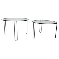 Pair of Stacking Side Tables in Iron and Glass — 1970s
