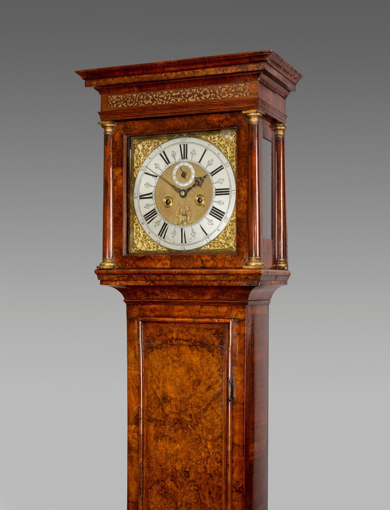 Walnut longcase clock by Jonathan Lowndes, London For Sale at 1stdibs