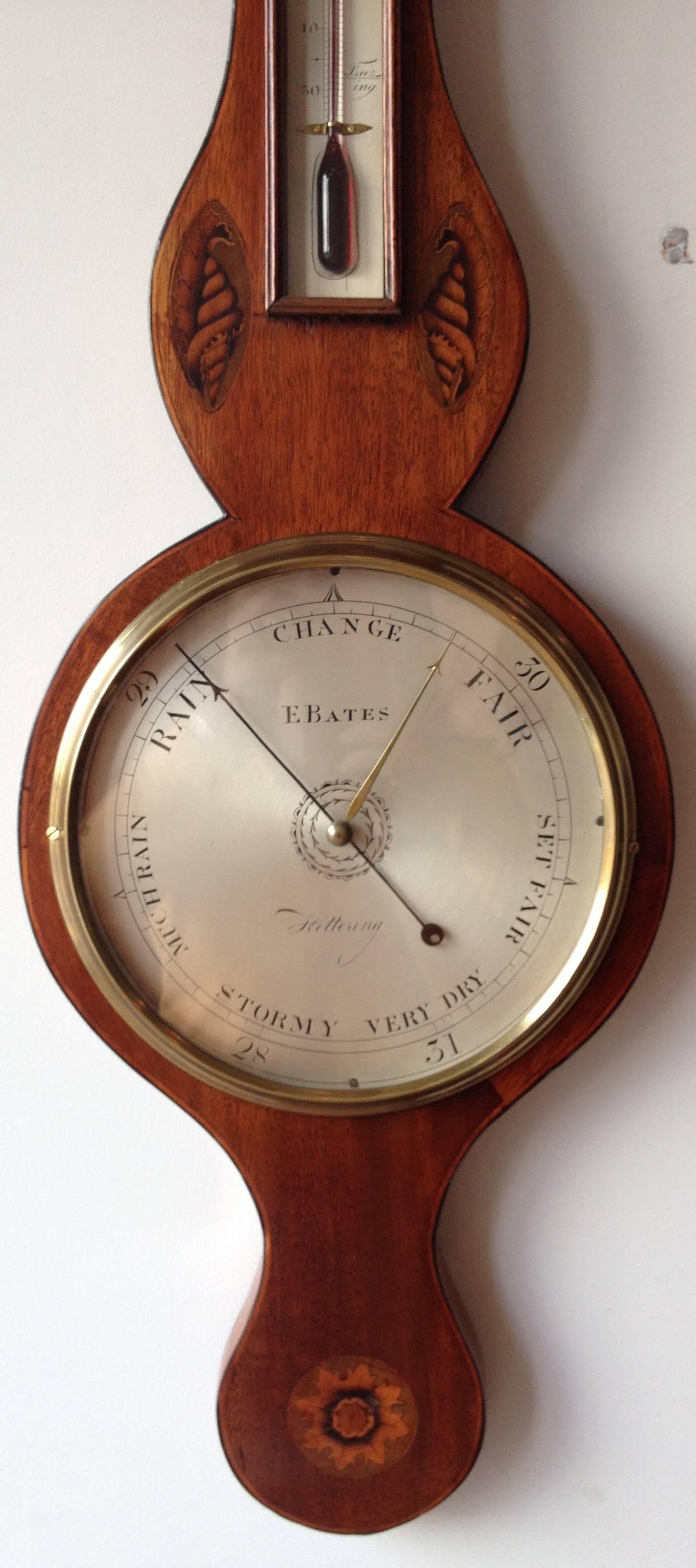 George IV 18th Century Antique Georgian Mahogany Wheel Barometer by E. Bates of Kettering For Sale