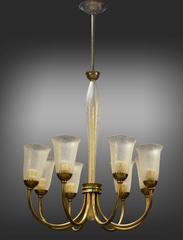 1950s Seguso Vetri d'Arte Corroso Glass Chandelier