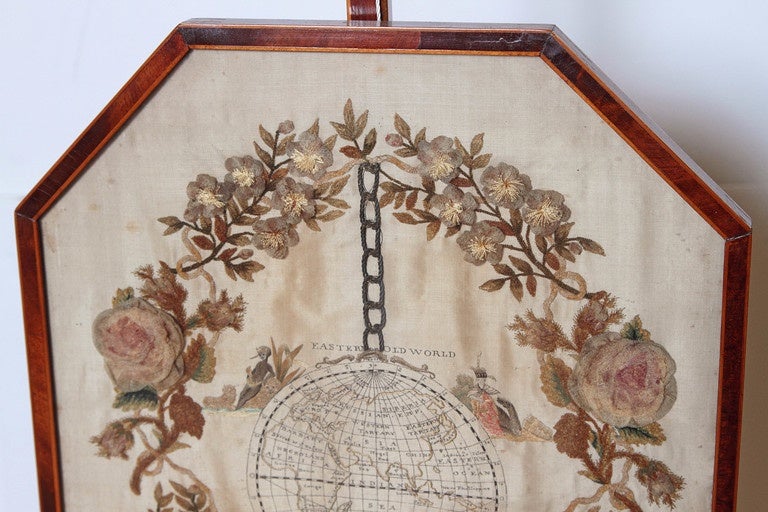 Pair of 19th Century Regency Silk Needlework Pole Screens 4