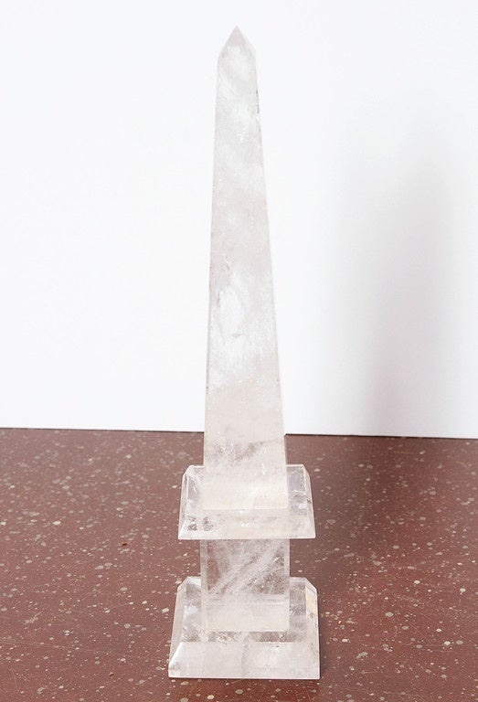 Brazilian Pair of Rock Crystal Obelisks