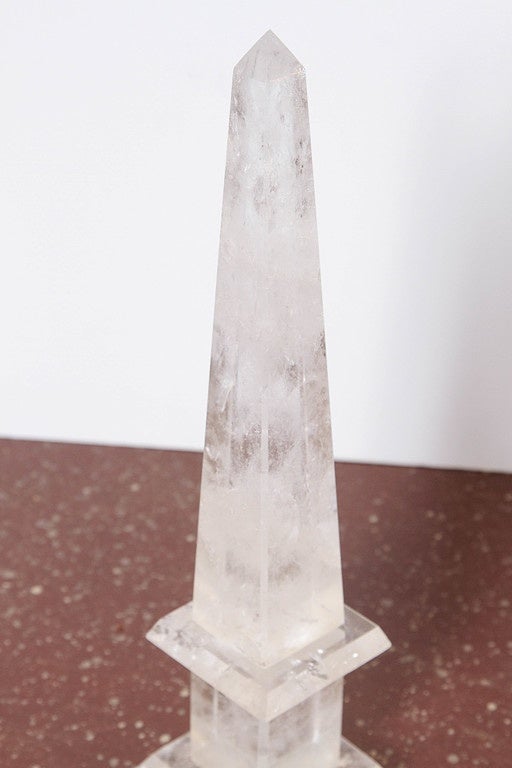 Carved Pair of Rock Crystal Obelisks