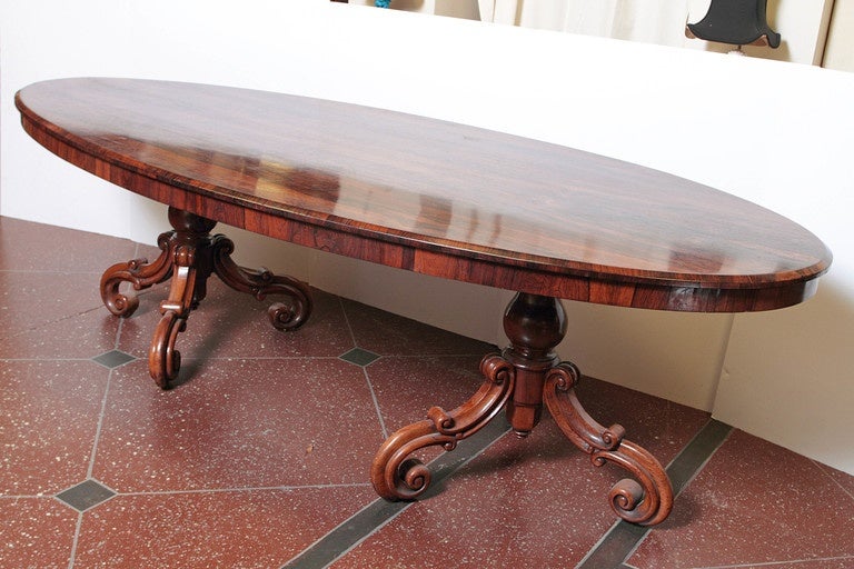 Carved 19th Century Portuguese Oval Rosewood Table