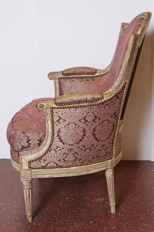 Carved 19th Century Louis XVI Style Armchair