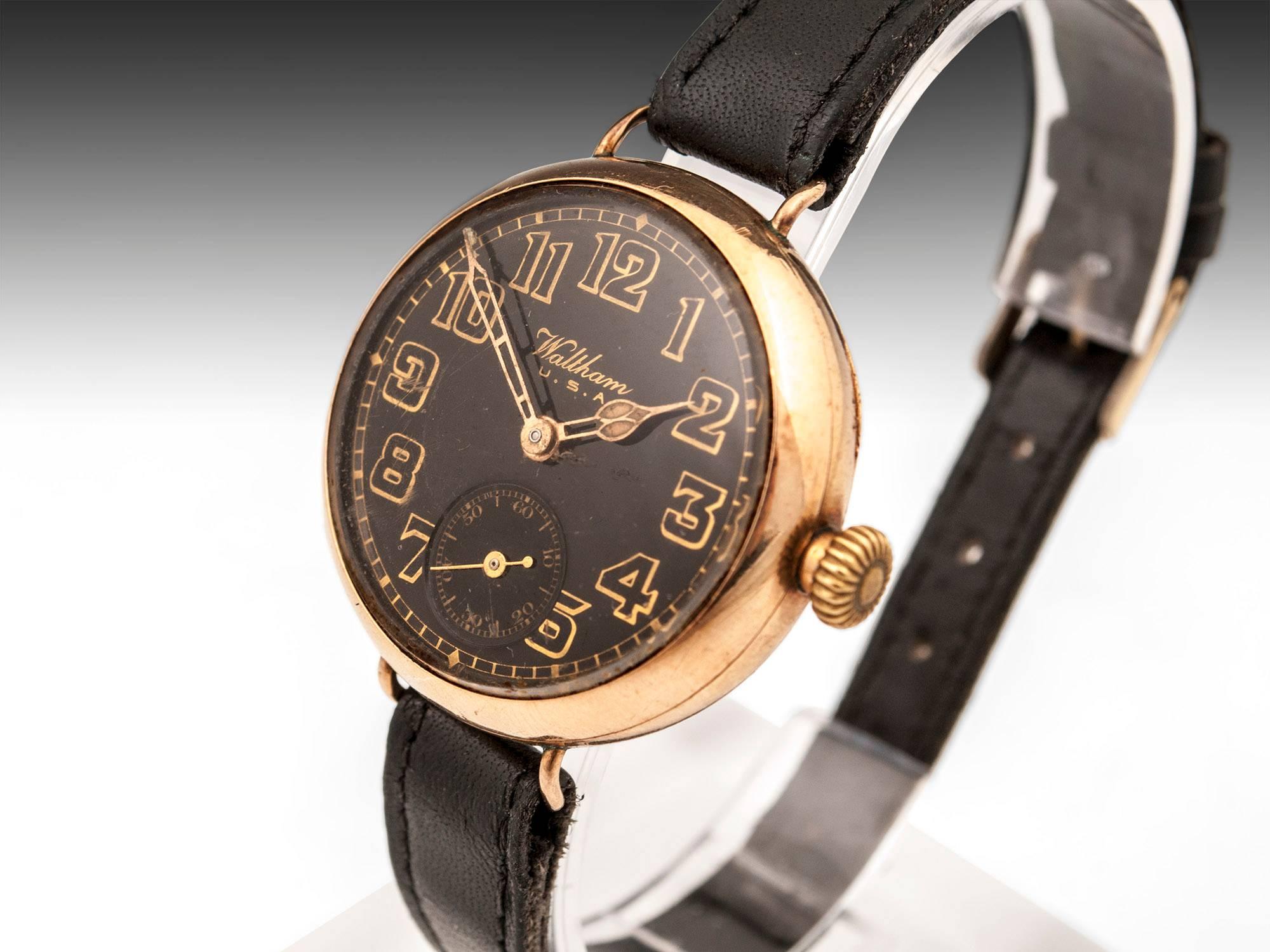 Waltham U.S.A trench wristwatch with 9 carat 