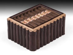 Birch Wood Glazed Cigar Humidor Box with Maple Lined Interior, 20th Century