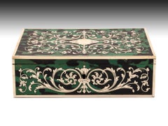 Green Tortoiseshell and Brass Boulle Jewelry Box, 19th Century