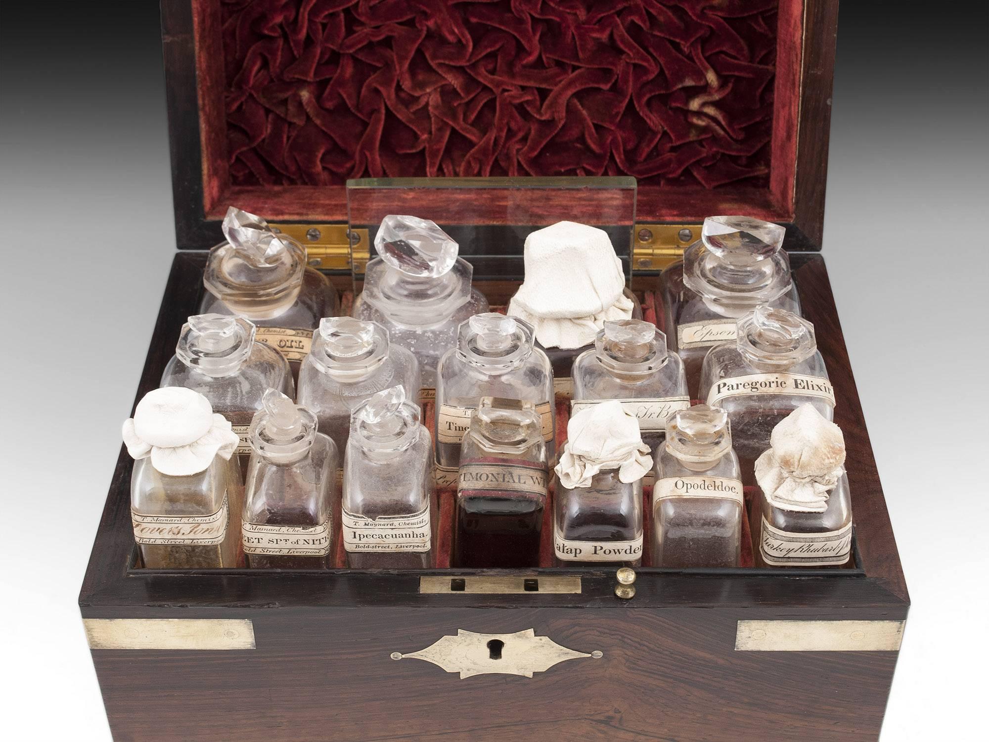 Antique Mahogany Apothecary Medicine Box with Brass Corner Brackets 19th Century 3