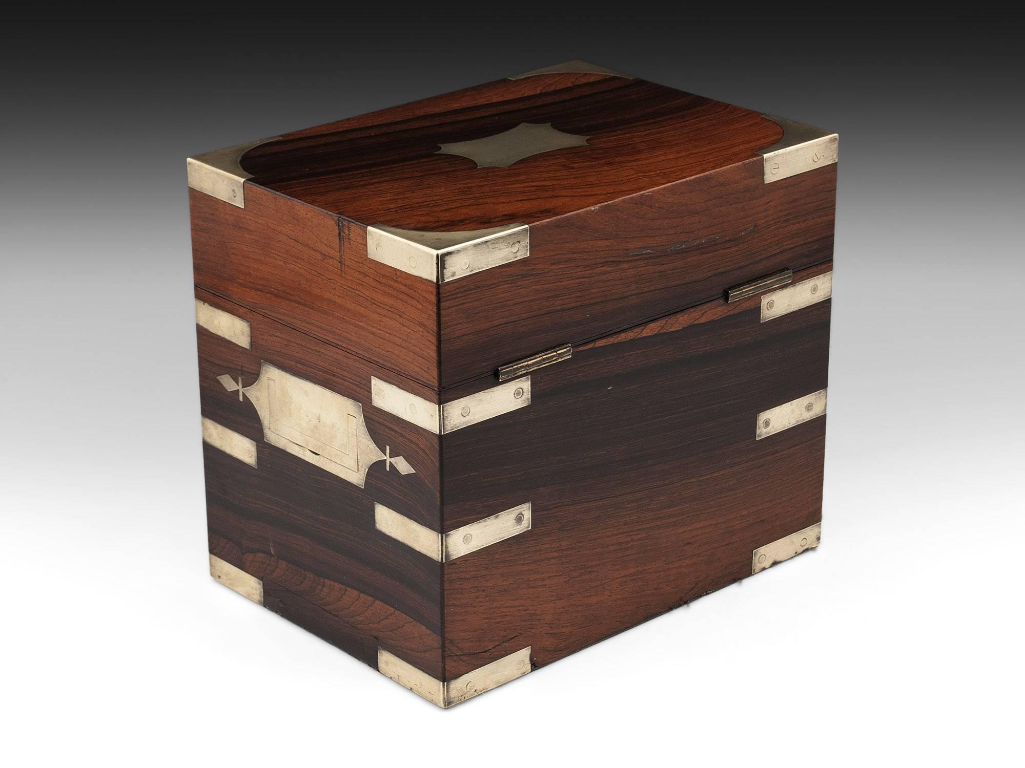 Victorian Antique Mahogany Apothecary Medicine Box with Brass Corner Brackets 19th Century