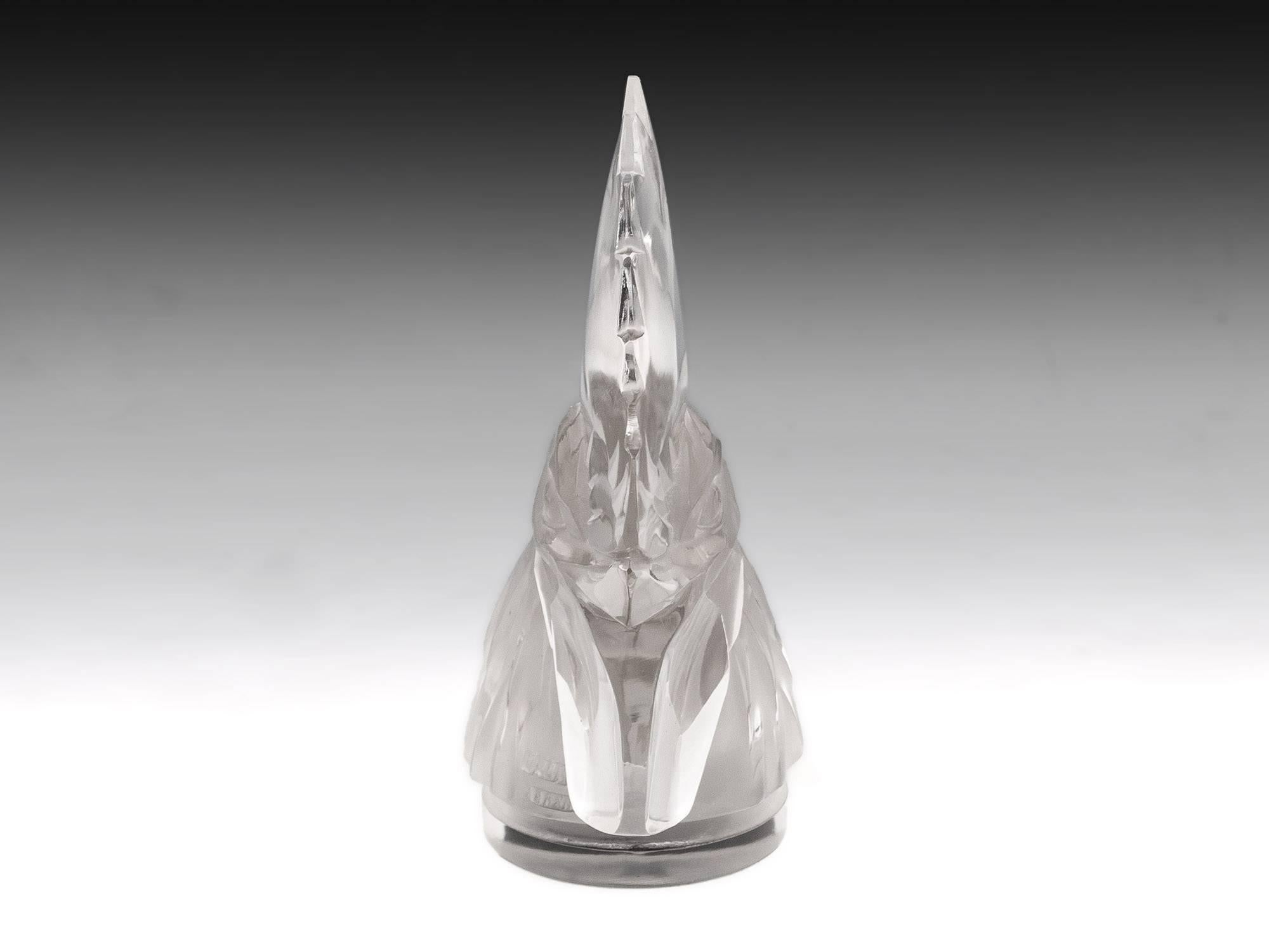 Glass Rene Lalique Tete De Coq Cockerel's Head For Sale