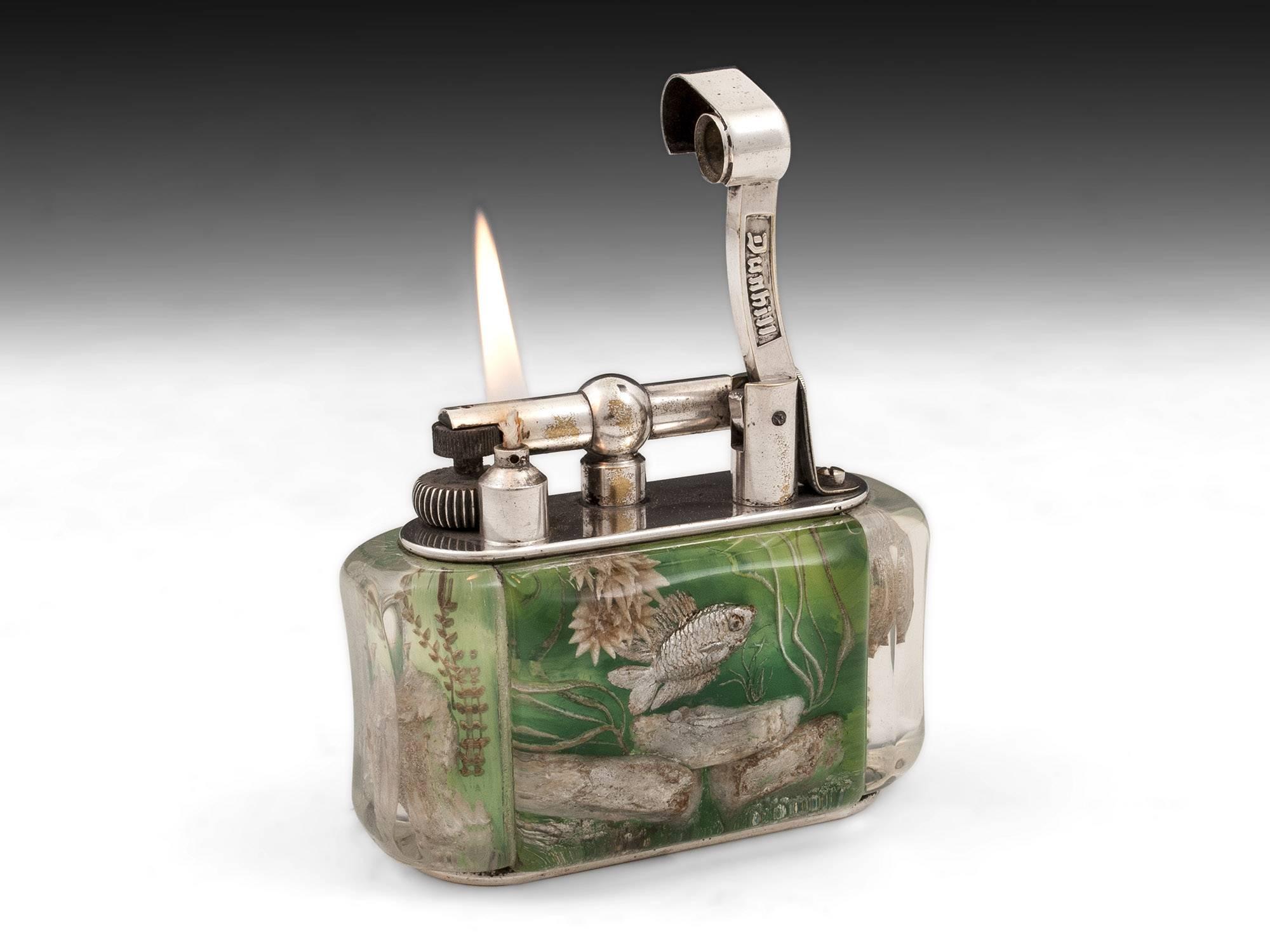 Alfred Dunhill Half-Giant Aquarium Lucite Table Lighter, 20th Century In Excellent Condition In Northampton, United Kingdom