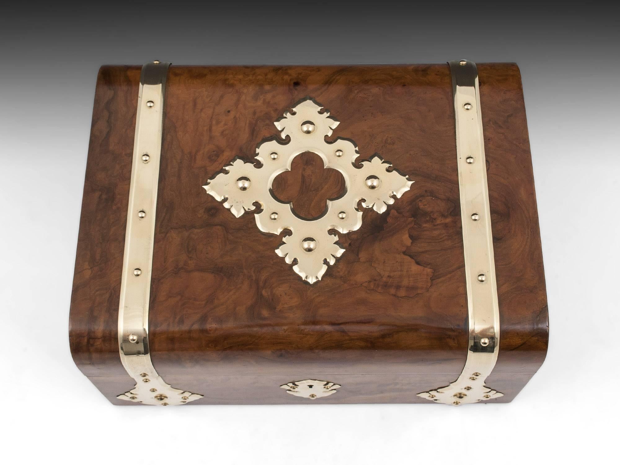 Victorian Antique Backgammon Chess Games Compendium Poker Box with Ornate Brasswork For Sale