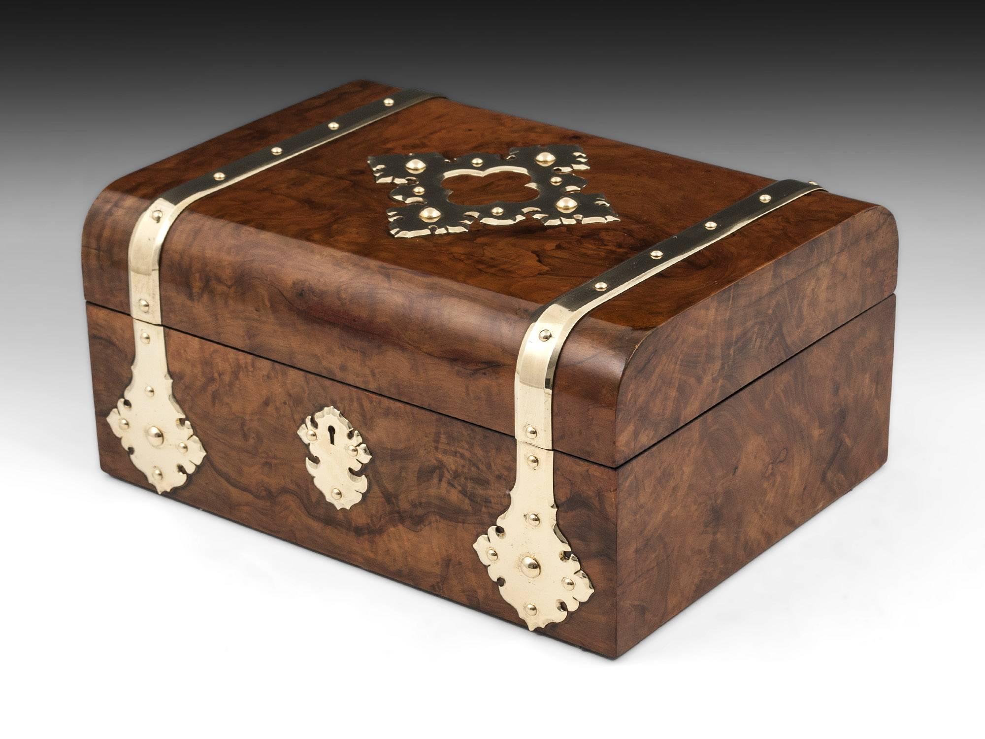 British Antique Backgammon Chess Games Compendium Poker Box with Ornate Brasswork For Sale