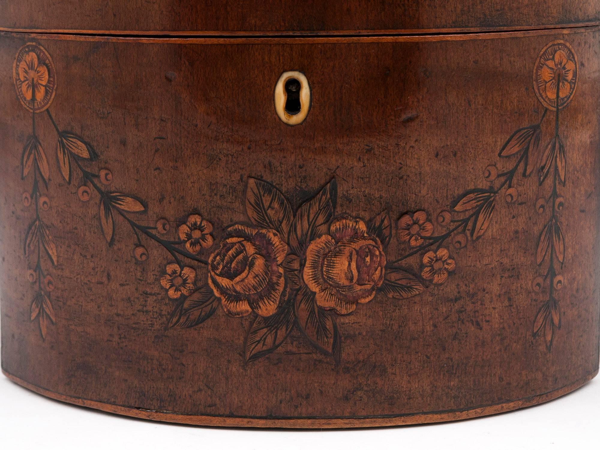 18th Century and Earlier Antique Navette Shaped Harewood Tea Caddy, 18th Century