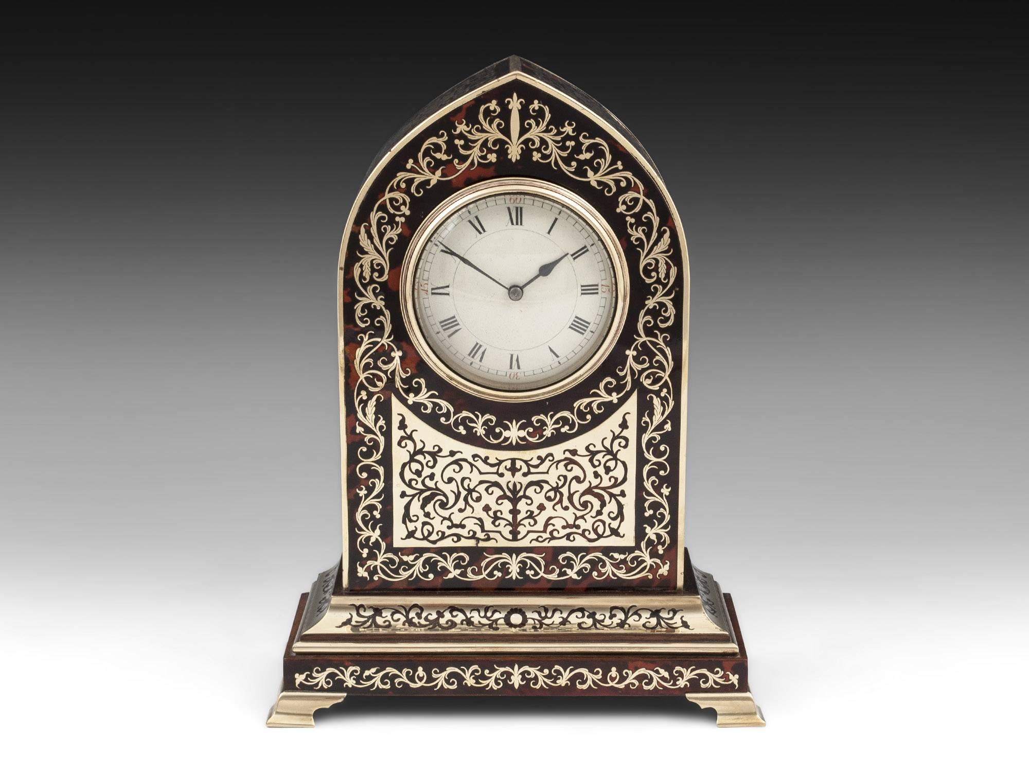 Asprey Boulle Tortoiseshell Brass Clock and Desk Set, 19th Century 3