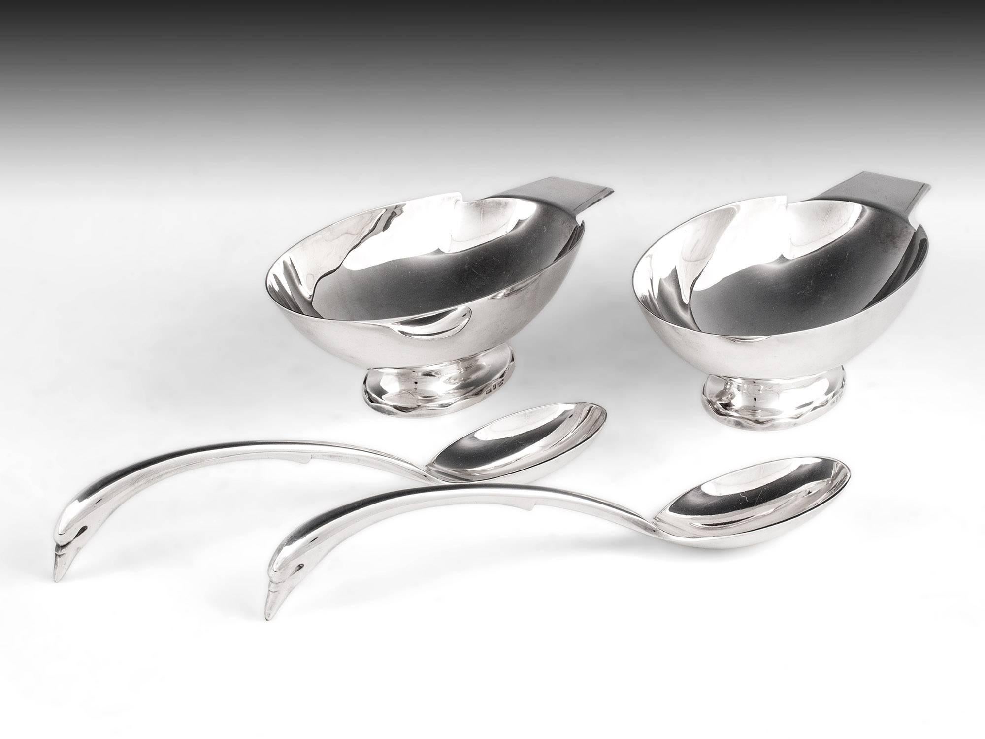 20th Century Christofle Silver Plate Swan Sauce Boats by Christian Fjerdingstad