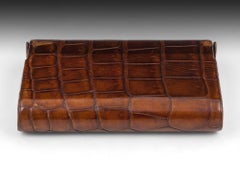 Art Deco Mappin & Webb Crocodile and Chrome Travel Clock and Barometer