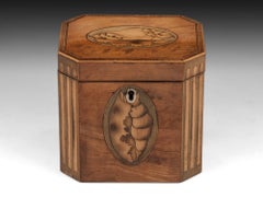 Antique Shell Inlaid Satinwood Tea Caddy, 18th Century